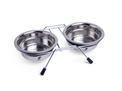 Petface Stainless Steel Double Diner Raised Bowl, 800 ml