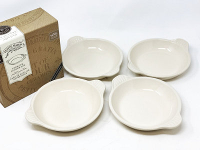 Petite Gratin Dish Gift Box Set Of 4 Dishes In Cream & Bon Appetit Placemat Sheet Pads 50 Sheets