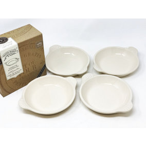 Petite Gratin Dish Gift Box Set Of 4 Dishes In Cream & Bon Appetit Placemat Sheet Pads 50 Sheets