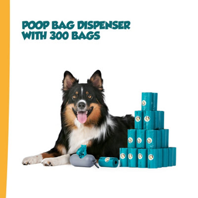 PETLICITY 20 Rolls Dog Poo Bags - 15 Poop Carrier Bags per Roll