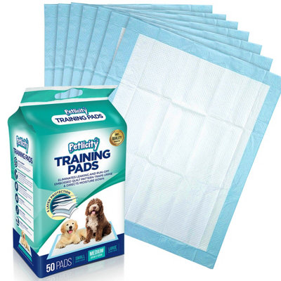 Petlicity 50 x Puppy Pads, Super Absorbent Pet Dog Training Pads, Medium 60 x 60cm - Anti-Slip & Leak-Proof Floor Protection