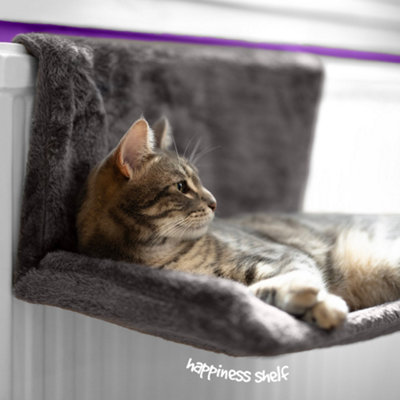 Petlicity Cat Radiator Bed Grey Faux Fur Hammock with Strong Metal ...