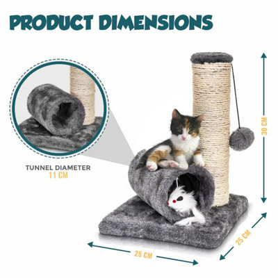PETLICITY Grey Cat Scratching Post - Pet Kitten Activity Play Centre ...