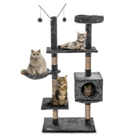 PETLICITY Indoor Cat Play & Activity Center for Indoor Cats - Durable Sisal Tree House Scratching Posts with a Kitten Playhouse