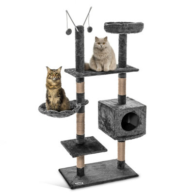 PETLICITY Indoor Cat Play & Activity Center for Indoor Cats - Durable Sisal Tree House Scratching Posts with a Kitten Playhouse