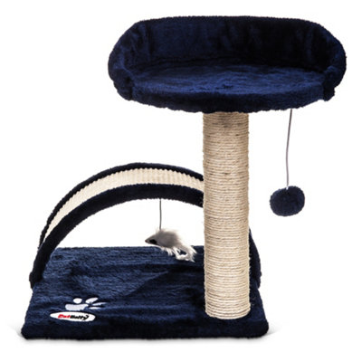 PETLICITY Indoor Cat Play Scratch House for Indoor Cats - Durable Sisal Tree House Scratching Posts with a Soft Kitten Playhouse