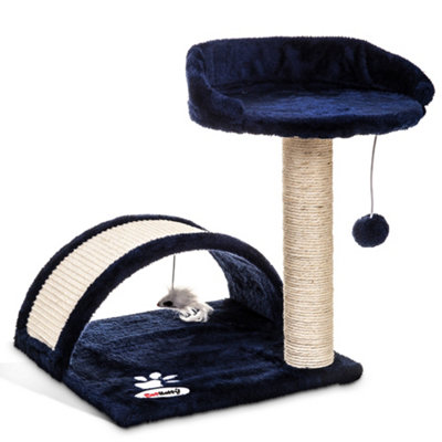 PETLICITY Indoor Cat Play Scratch House for Indoor Cats - Durable Sisal Tree House Scratching Posts with a Soft Kitten Playhouse