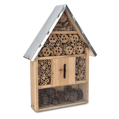 PETLICITY Wooden Bug Hotel Galvanised Roof Large