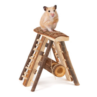 PETLICITY Wooden Hamster Vertical Playground - Natural Climb & Hide Pet Play House for Small Animals, Gerbils, Mice & Hamsters