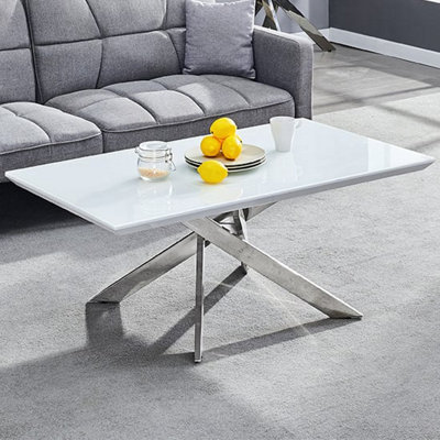 Petra Coffee Table High Gloss Coffee Table for Living Room Centre Table Tea Table for Living Room Furniture White