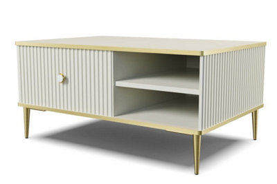 Petra Coffee Table in Cashmere - Sleek Modern Design with Storage and ...