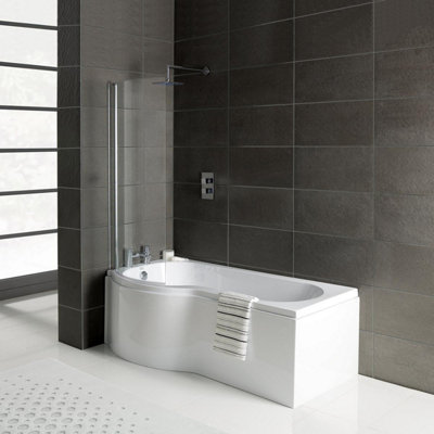 Petra P Shaped Bath / Panel White & Screen 1500mm LH | DIY at B&Q