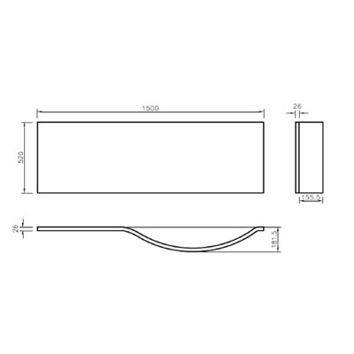 Petra P Shaped Bath / Panel White & Screen 1500mm LH