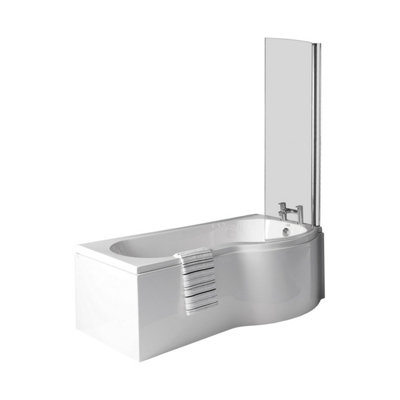 Petra P Shaped Bath / Panel White & Screen 1500mm RH