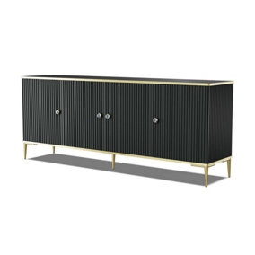 Petra Sideboard Cabinet in Black - Elegant Design with Gold Metal Legs & Ample Storage - W1800mm x H550mm x D350mm