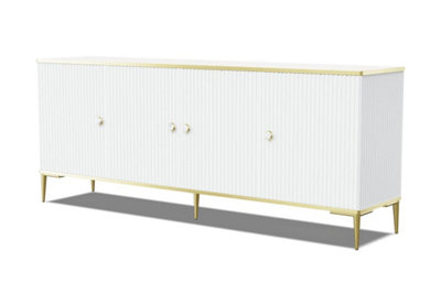 Petra Sideboard Cabinet in White - Elegant Design with Gold Metal Legs & Ample Storage - W1800mm x H550mm x D350mm