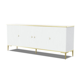 Petra Sideboard Cabinet in White - Elegant Design with Gold Metal Legs & Ample Storage - W1800mm x H550mm x D350mm