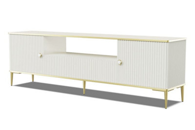 Petra TV Cabinet in Cashmere - Elegant Design with Gold Metal Legs & Ample Storage - W1800mm x H550mm x D350mm
