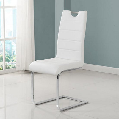 Petra White Faux Leather Dining Chairs In Pair