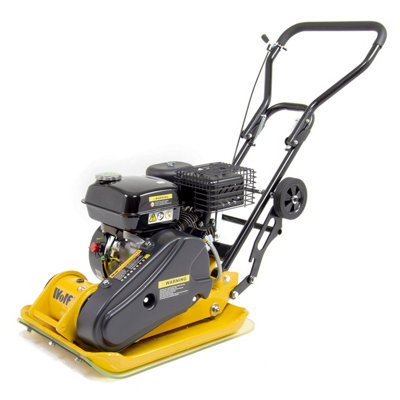 Petrol Plate Compactor Wolf 13000N 196cc Wacker with Wheels & Paving Pad - 4