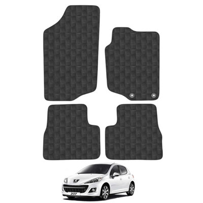 Peugeot 207 2006-2012 Car Floor Mats Rubber Tailored Fit 4pcs Set Heavy-Duty