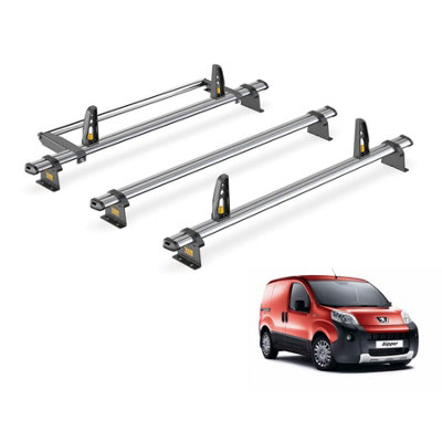 Peugeot Bipper 3 Bar Roof Rack + Ladder Roller for 2008+ (With Rear Barn Doors) - Van Guard Trade