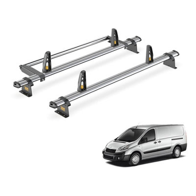 Peugeot Expert 2 Bar Roof Rack + Ladder Roller for 2007-2016 (Low (H1) Roof with Rear Barn Doors) - Van Guard Trade