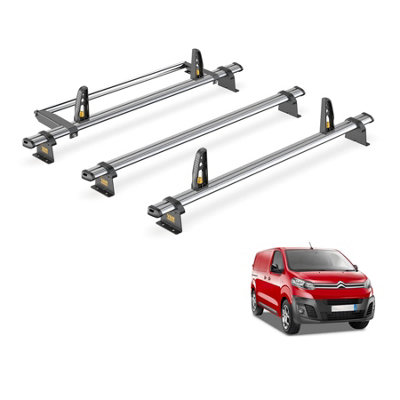 Peugeot Expert 3 Bar Roof Rack + Ladder Roller for 2016+ (Compact Wheelbase with Rear Barn Doors) - Van Guard Trade