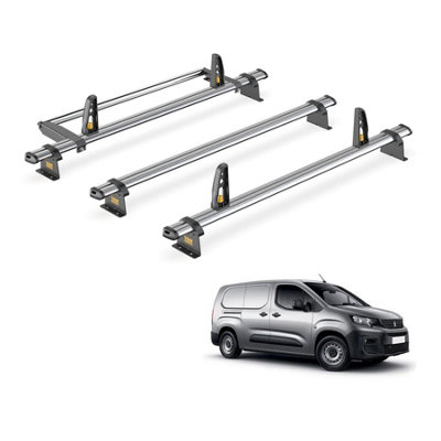 Peugeot Partner 3 Bar Roof Rack + Ladder Roller for 2018+ (Long (L2) Wheelbase) - Van Guard Trade