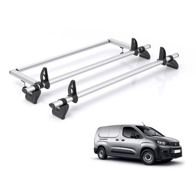 Peugeot Partner Roof Rack for 2018+ (Long (L2)) 2x Bars & Roller ...