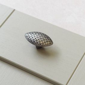 Pewter Oval Weave Cabinet Knob