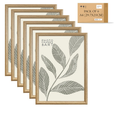 PF&A Oslo Oak A4 Frames With Glass - Pack of 6