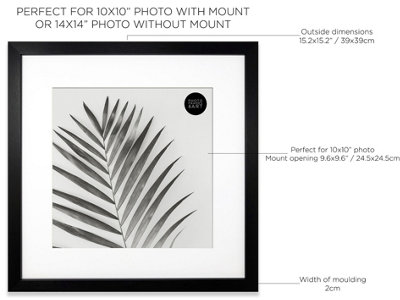 PF&A Oxford Black 14x14" Picture Frame For 10x10" Picture With Glass