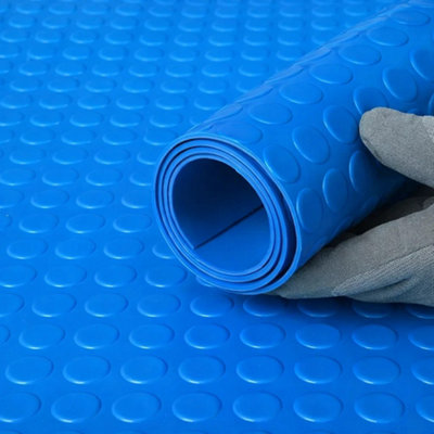PG Floor PVC Matting Roll 10m x 1.2m, Blue Coin Non Slip Mat, Heavy ...