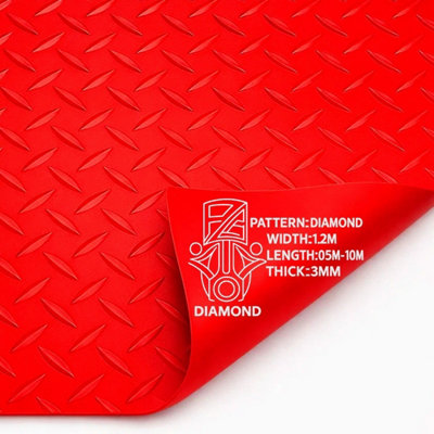 PG Floor PVC Matting Roll 10m x 1.2m, Red Diamond Non Slip Mat, Heavy ...