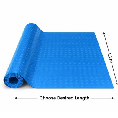 PG Floor PVC Matting Roll 2.5m x 1.2m, Blue Coin Non Slip Mat, Heavy ...