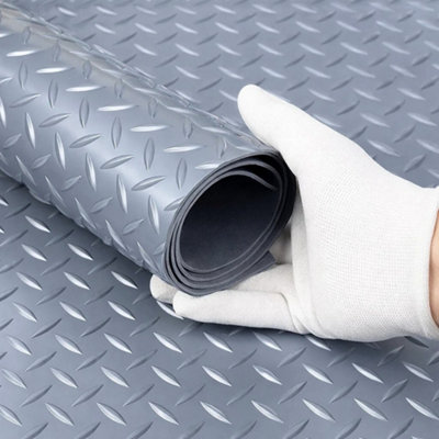 PG Floor PVC Matting Roll 2.5m x 1.2m, Dark Grey Diamond Non Slip Mat ...
