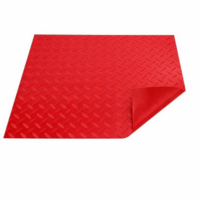 PG Floor PVC Matting Roll 2.5m x 1.2m, Red Diamond Non Slip Mat, Heavy ...