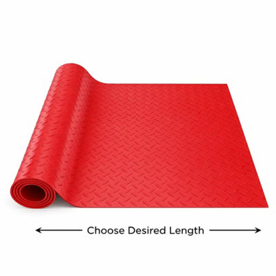 PG Floor PVC Matting Roll 4.5m x 1.2m, Red Diamond Non Slip Mat, Heavy ...