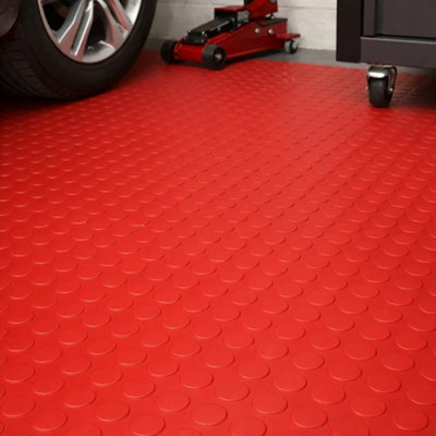 PG Floor PVC Matting Roll 5.5m x 1.2m, Red Coin Non Slip Mat, Heavy ...