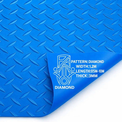 PG FLOOR PVC MATTING ROLL 8.5M X 1.2M, BLUE DIAMOND NON SLIP MAT, HEAVY ...
