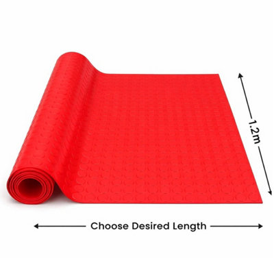 PG Floor PVC Matting Roll 9.5m x 1.2m, Red Coin Non Slip Mat, Heavy ...