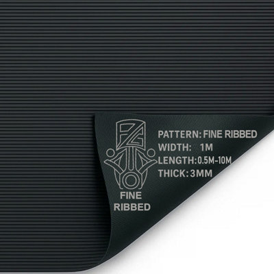 PG Floor Rubber Matting Roll 9m x 1m, 20m Black Non Slip Fine Ribbed ...