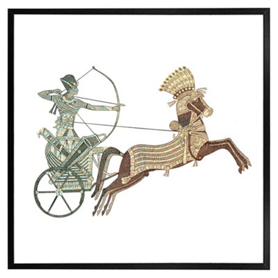 Pharaoh on war chariot (Picutre Frame) / 16x16" / Black