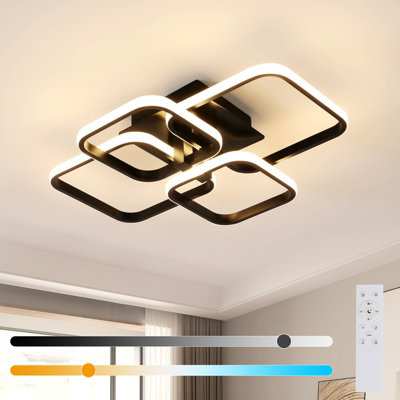 Pheashine Black LED Aluminum Ceiling Light Stepless Dimming with Remote ...