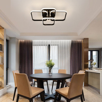 Pheashine Black LED Aluminum Ceiling Light Stepless Dimming with Remote ...