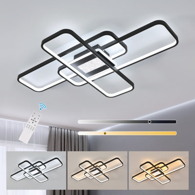 Pheashine Black Rectangular LED Ceiling Light 56W 220V with Remote ...