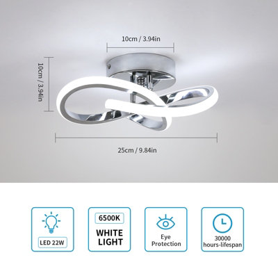 Pheashine Modern Clover Leaf LED Ceiling Light 22W 25x25x12cm 6500K Cool White Chrome