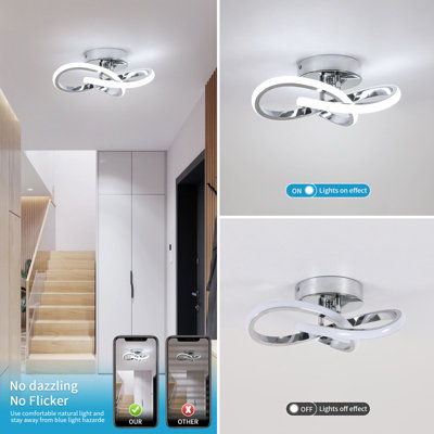 Pheashine Modern Clover Leaf LED Ceiling Light 22W 25x25x12cm 6500K Cool White Chrome