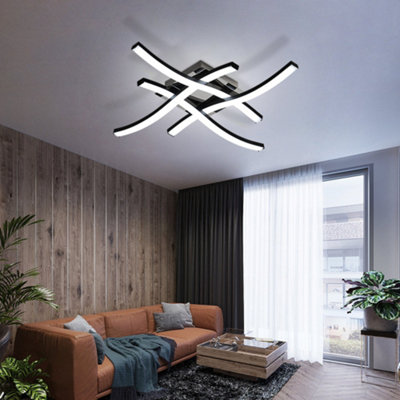 Pheashine Modern Curved LED Ceiling Light,4 Built-in Boards Black 6500K ...